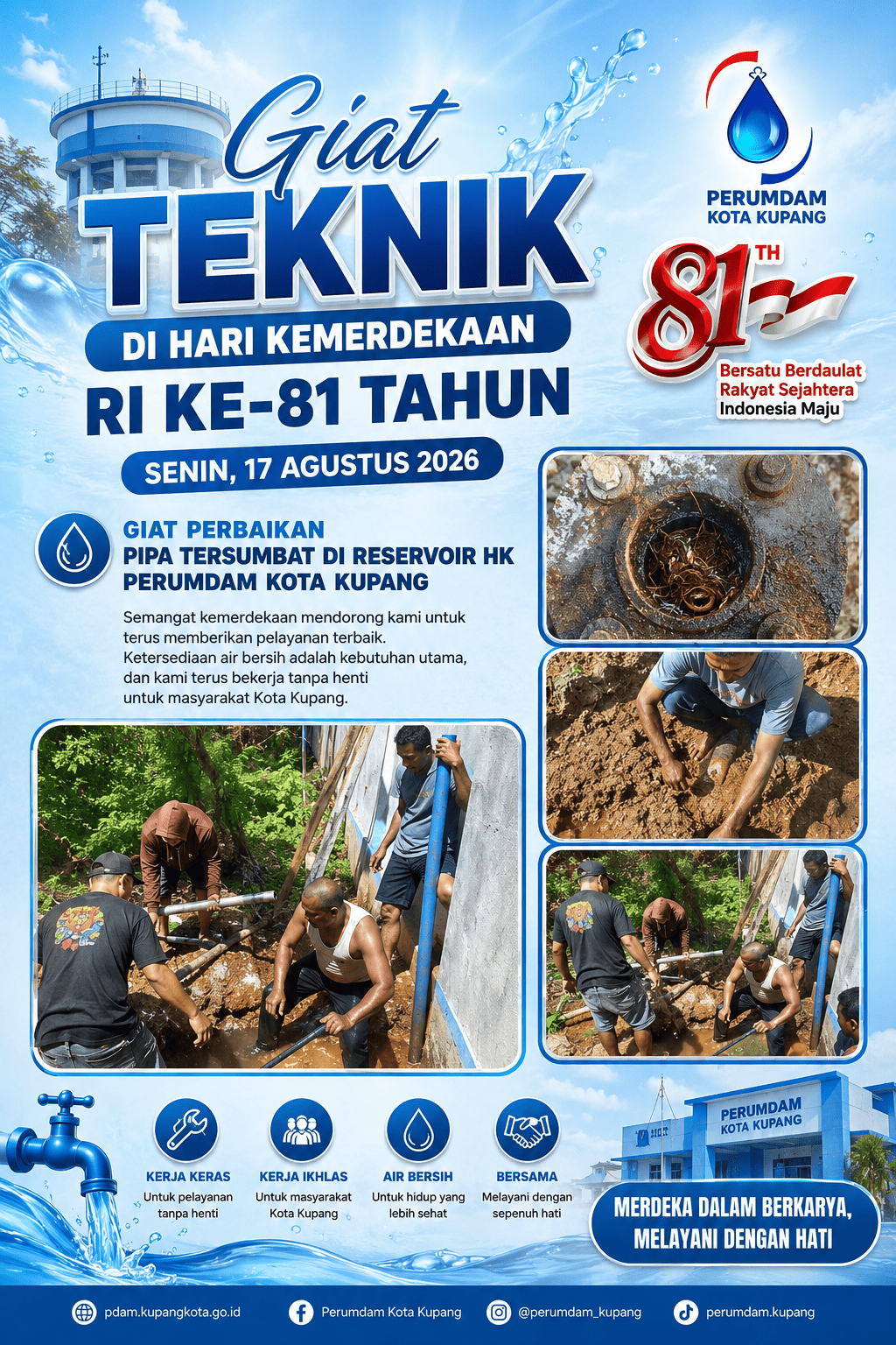 Giat Teknik dalam perbaikan Pipa Tersumbat ke Reservoir HK Perumdam Kota Kupang
