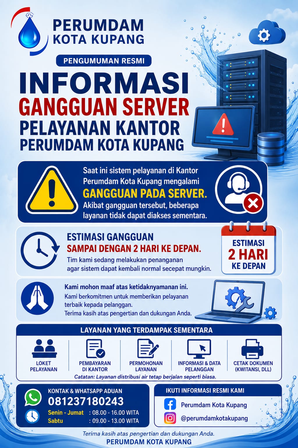 Gangguan Server Perumdam Kota Kupang