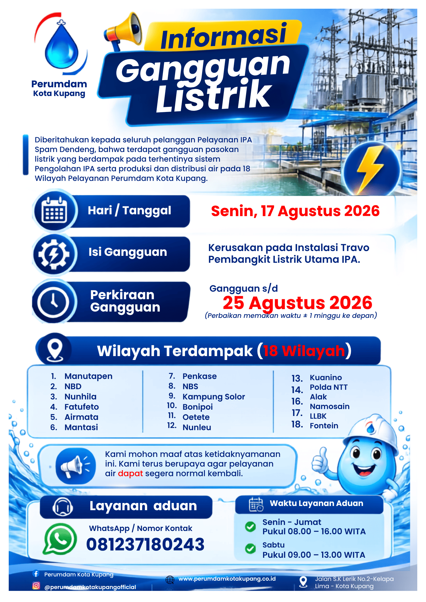 Informasi Gangguan Listrik pada IPA Spam Dendeng